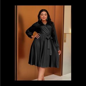 BRAND NEW NEVER WORN Plus Solid Belted Wrap Dress
